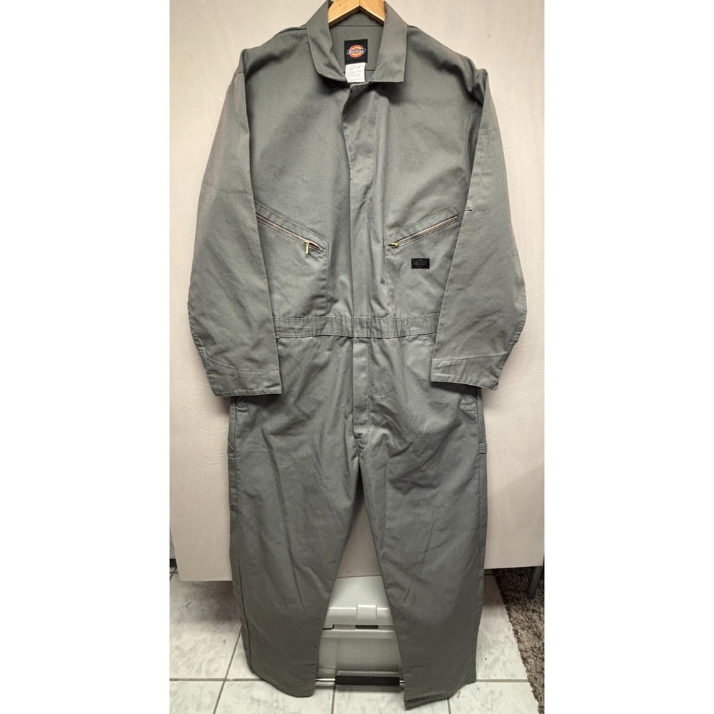 Dickies Work Coveralls Mens‎ Gray Deluxe Blend Long Sleeve Collared Mechanic XL